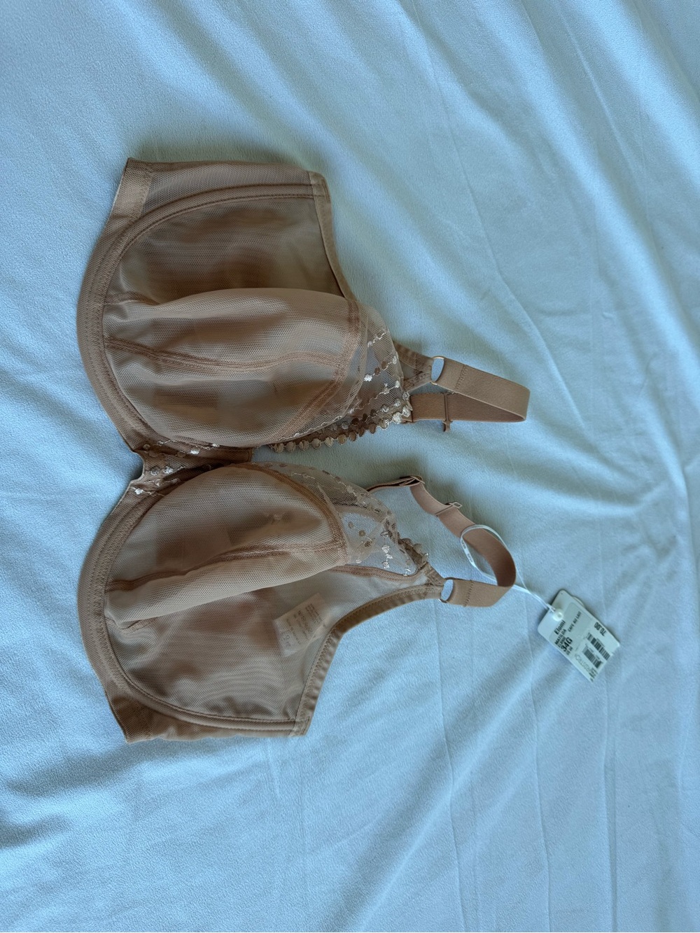 ELOMI Matilda Side Support Plunge Bra Nude Praline 34G convertible J hook sheer - Picture 5 of 7